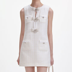 Boucle Bow Mini Dress - Cream