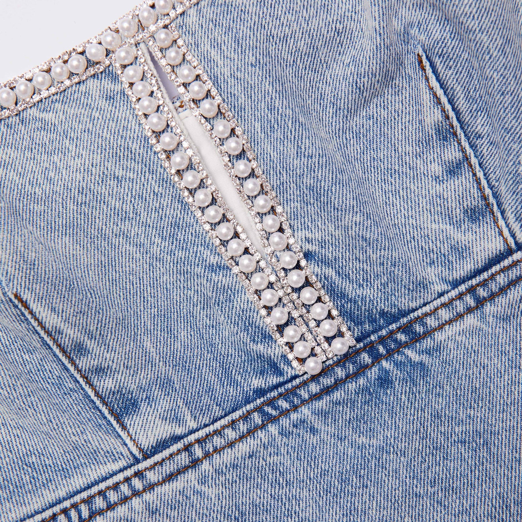 Denim Pearl Miniklänning - Ljusblå