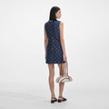 Denim Diamante Bow Mini Dress - Blå