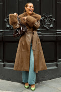 Renee Faux Leather Coat - Ljusbrun