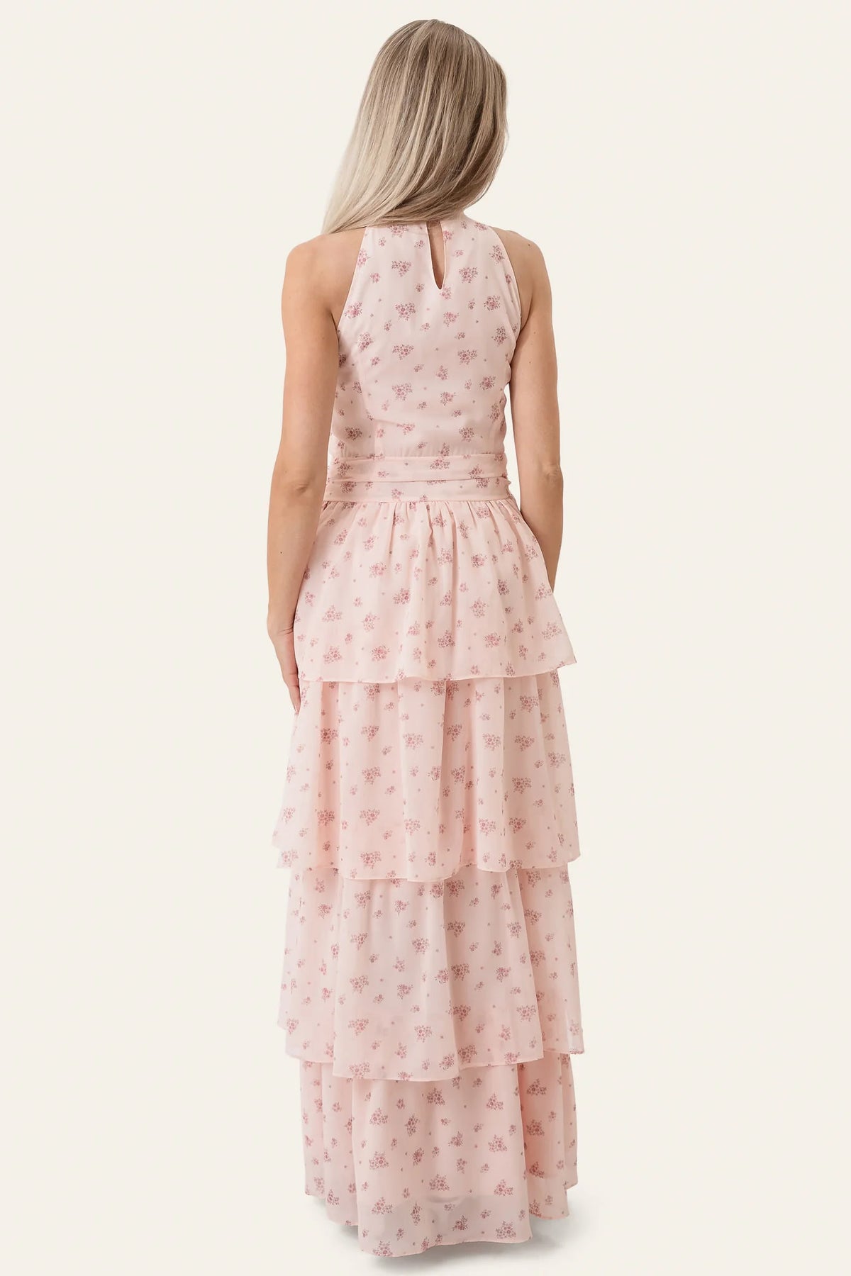 Belleic Long Dress - Pink Flower Print