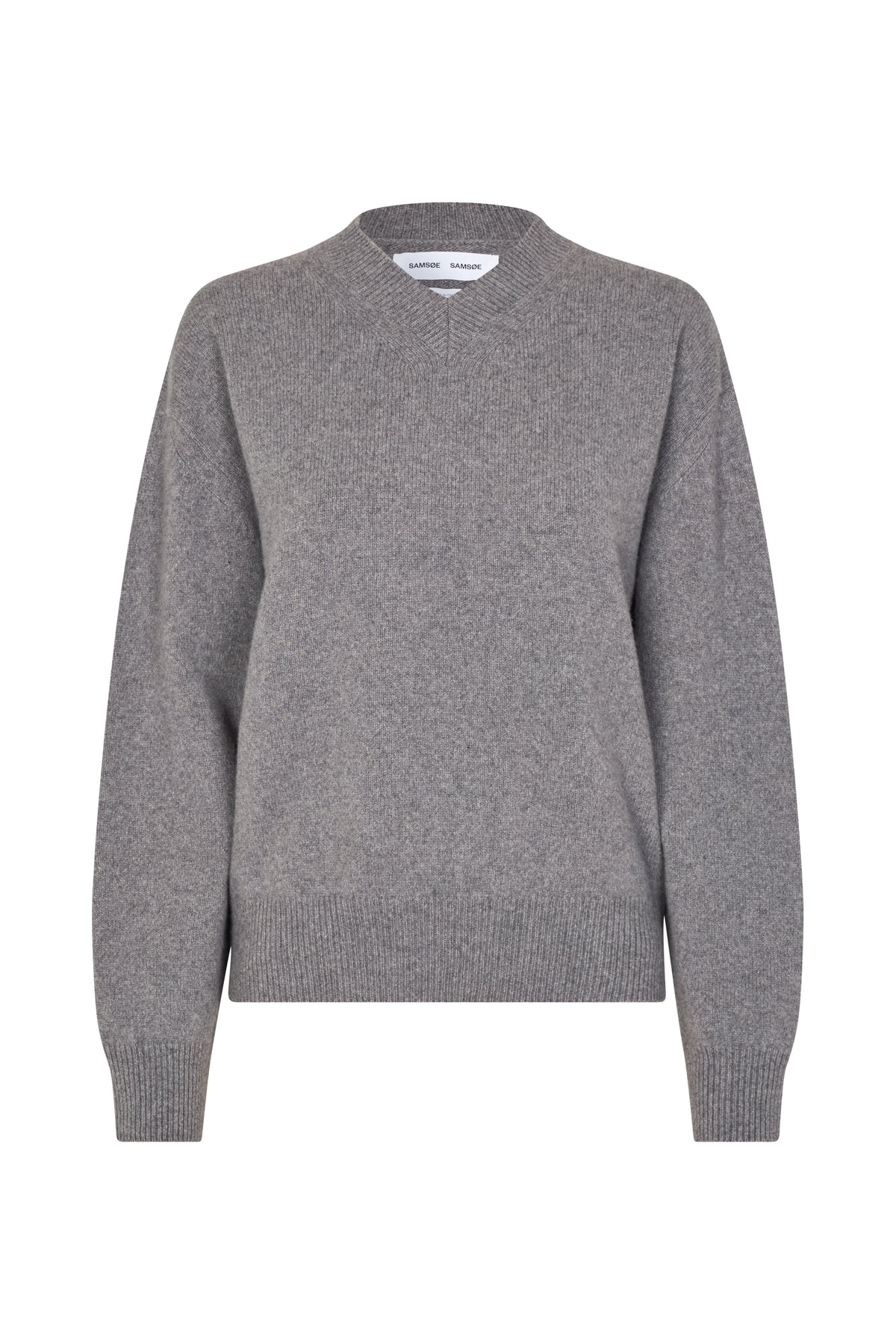Sabirgitte V-Neck Sweater - Grey Mel