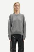 Sabirgitte V-Neck Sweater - Grey Mel