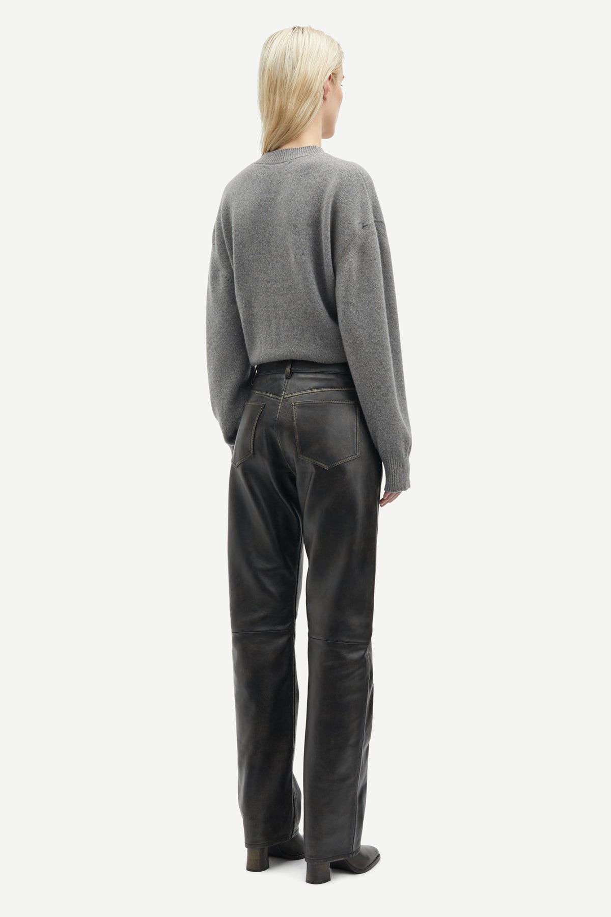 Sabirgitte V-Neck Sweater - Grey Mel