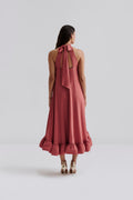 Sabrina Halterneck Ruffled Maxi Dress - Terracotta