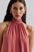 Sabrina Halterneck Ruffled Maxi Dress - Terracotta