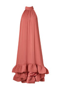 Sabrina Halterneck Ruffled Maxi Dress - Terracotta