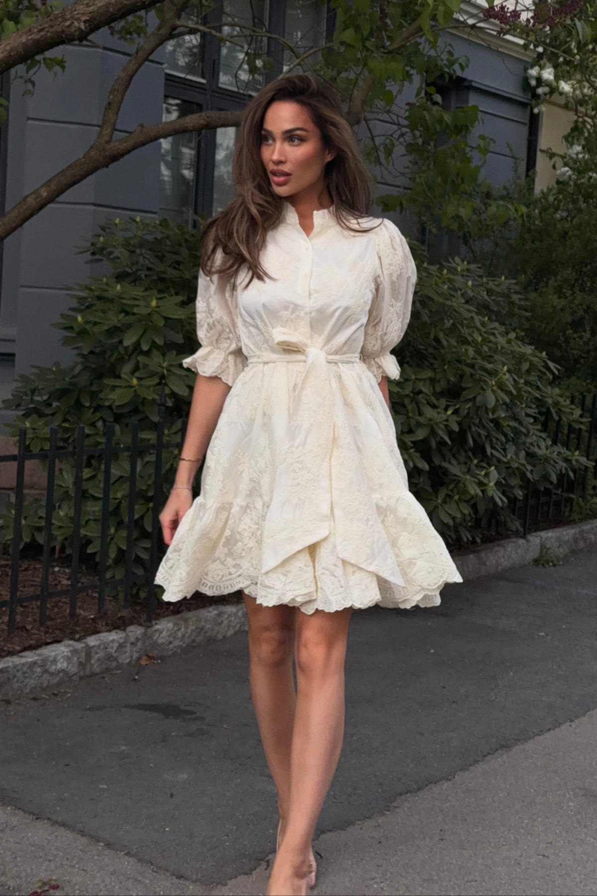 Saga Wide Lace Dress - Off White