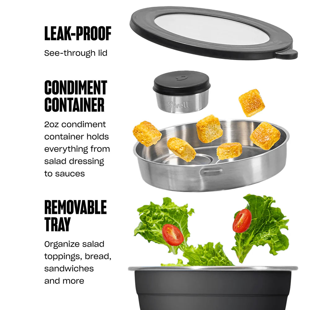 S'well Salad Bowl Kit - Onyx