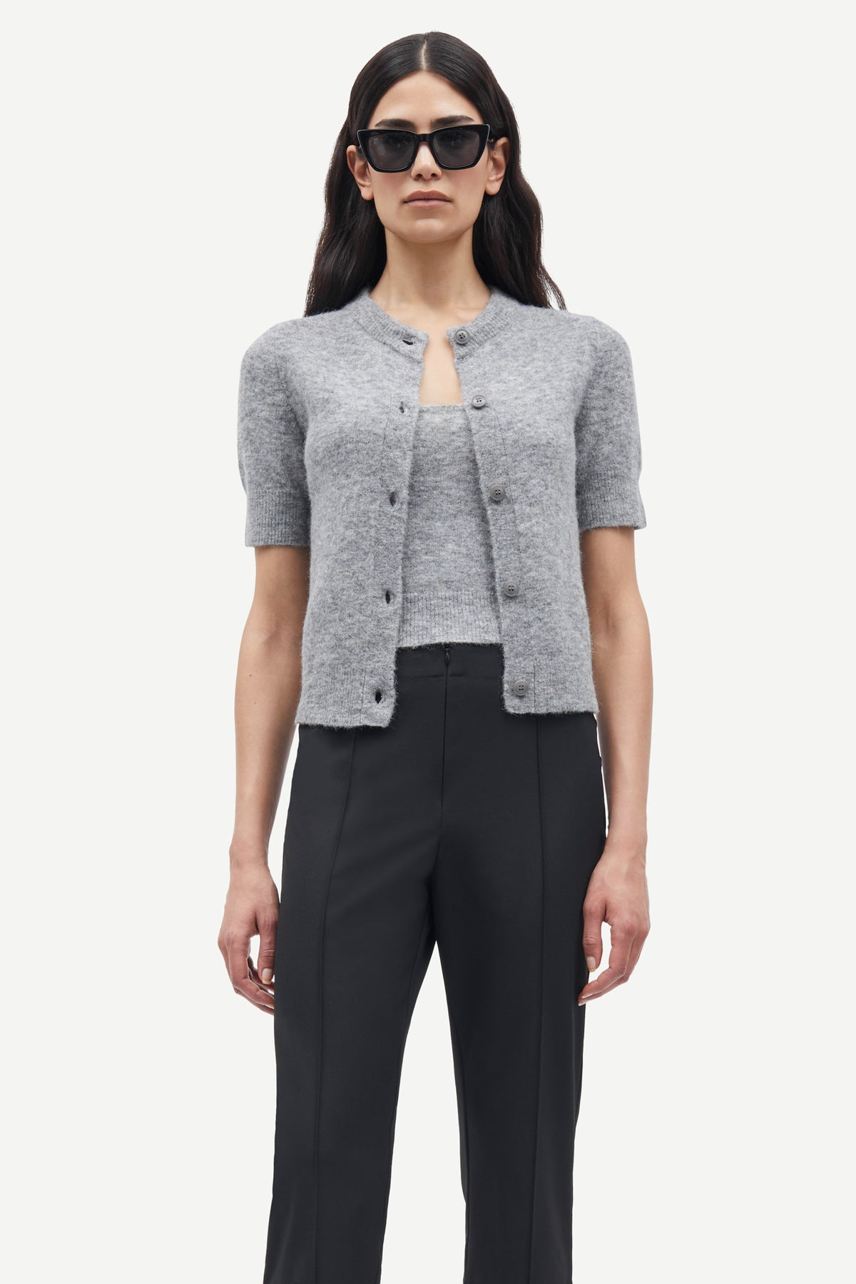 Sanoura SS Cardigan - Gråmelerad