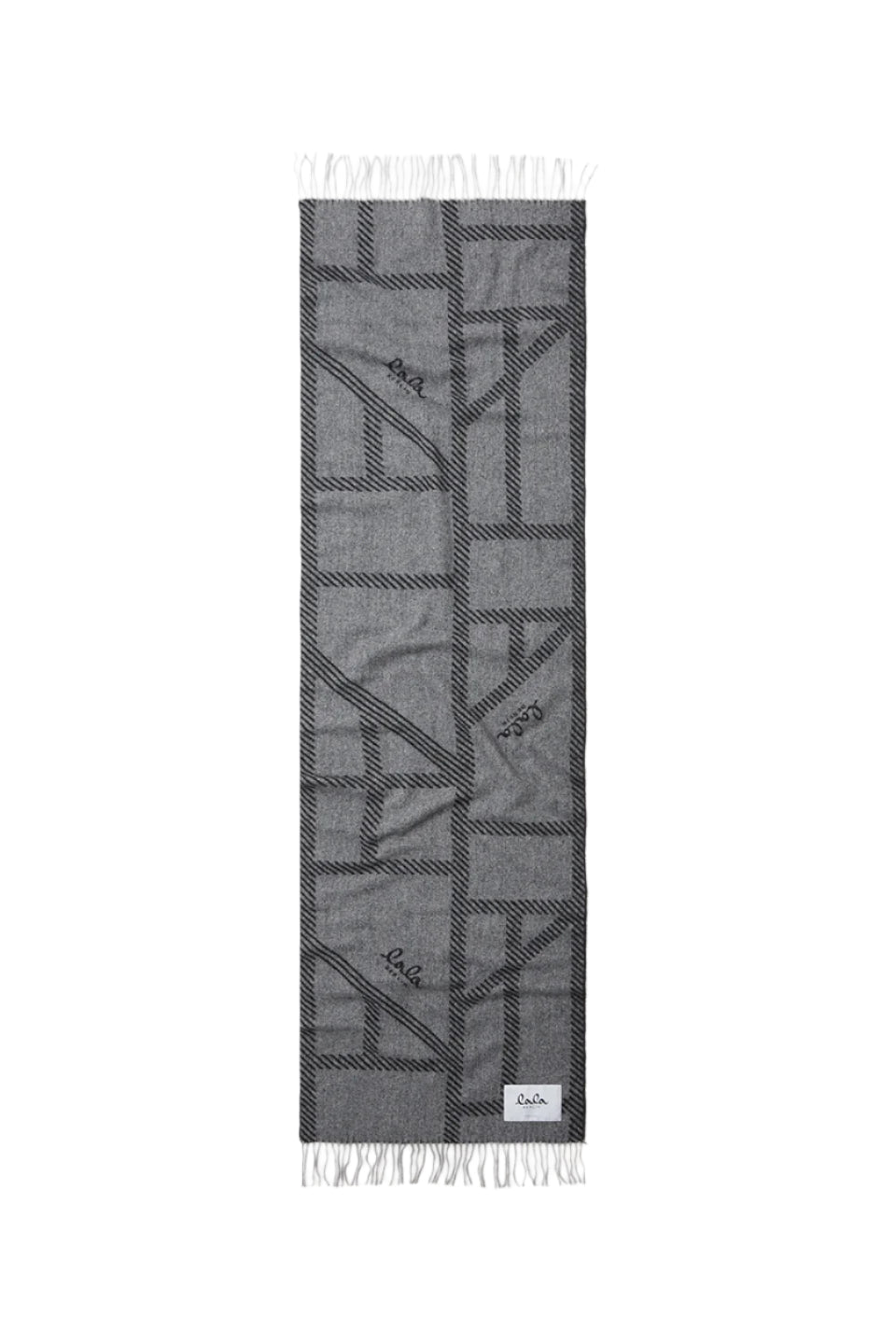 Halsduk Svea Wool Mix - Light Grey Melange/Black