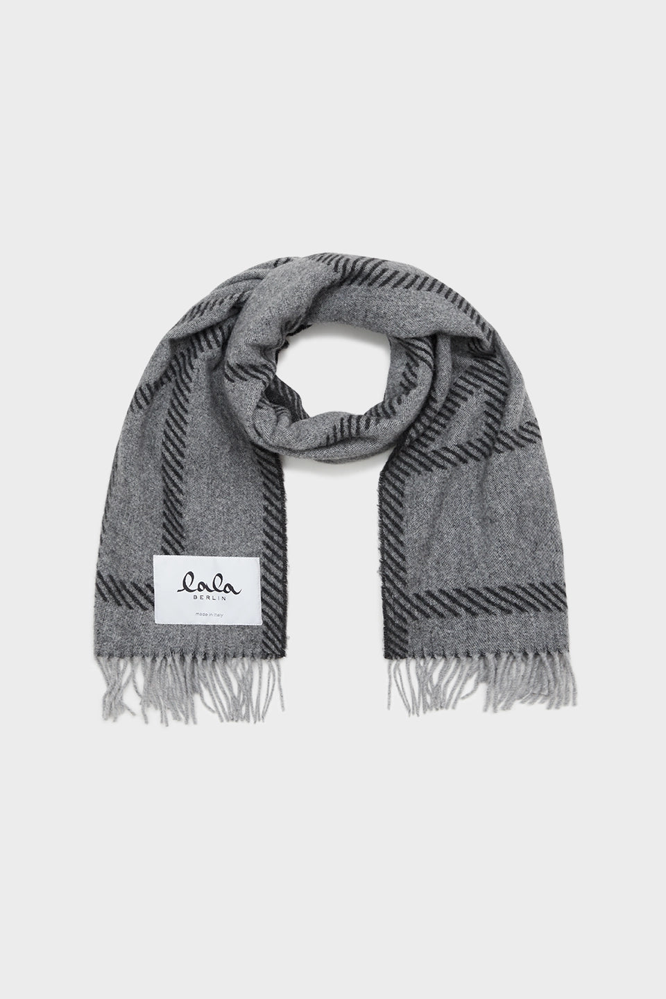 Halsduk Svea Wool Mix - Light Grey Melange/Black