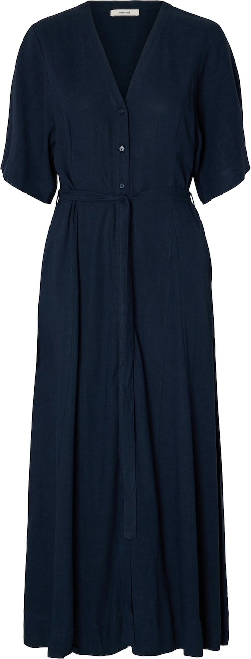Viva Regular Linen Blend Dress - Dark Sapphire