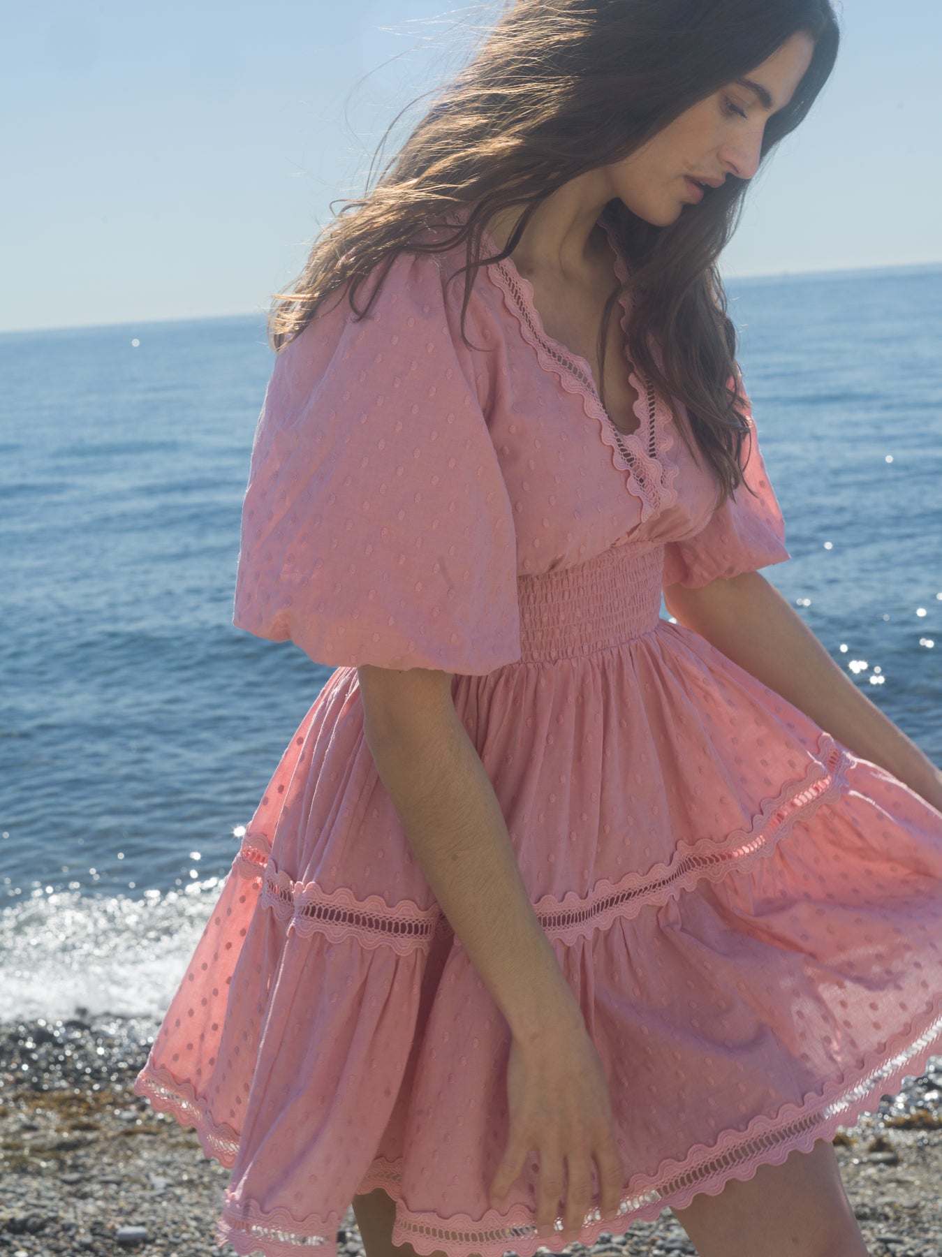 Elvira V-Neck Mini Dress - Blush