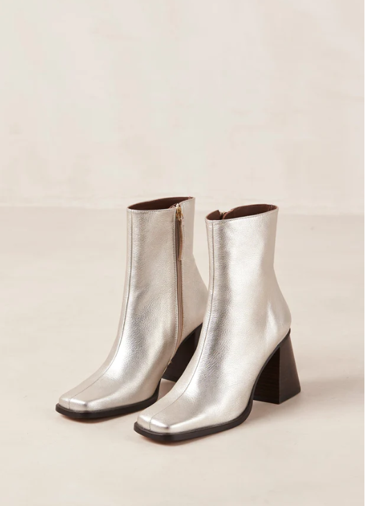 South Leather Ankle Boots - Shimmer Silver