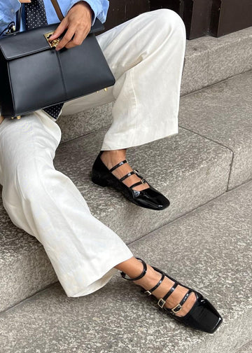 Luke Onix Leather Ballet Flats - Svart
