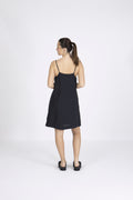 Linnie Short Linen Strap Dress B - Black