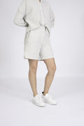 Vittoria Hw Wide Striped Shorts B - Snow White Grey Stripes