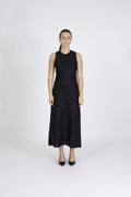 Bias Cut Linen Dress - Jet Black