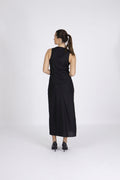 Bias Cut Linen Dress - Jet Black