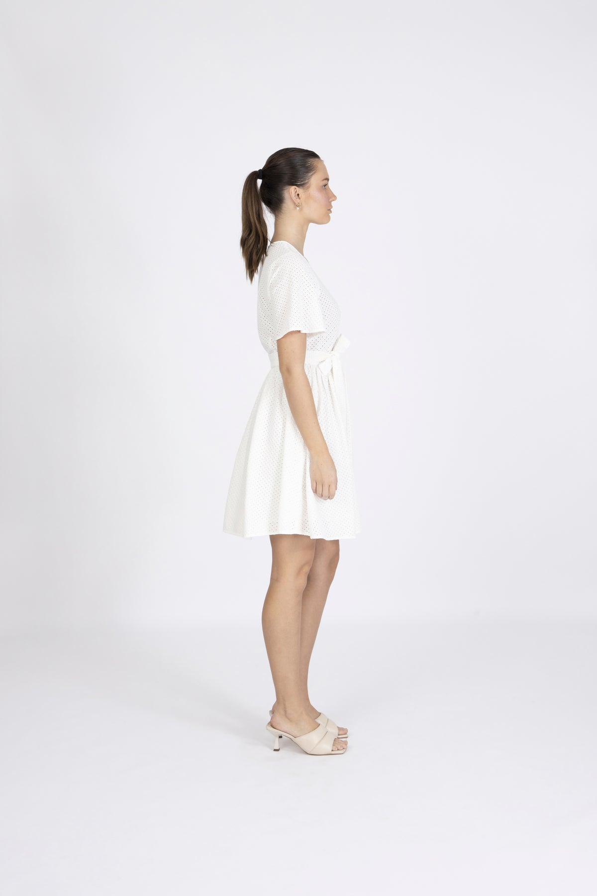 Beatrice Ss Short Broderi Dress B - Snow White