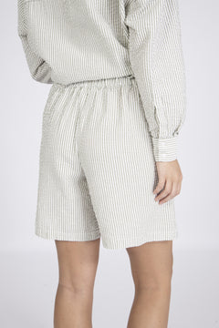 Vittoria Hw Wide Striped Shorts B - Snow White Grey Stripes