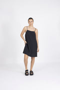 Linnie Short Linen Strap Dress B - Black