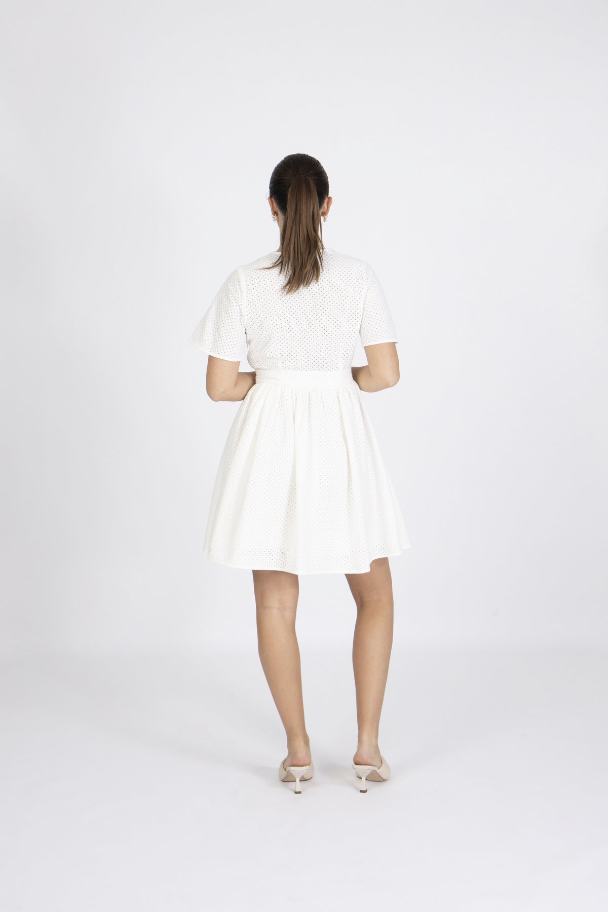Beatrice Ss Short Broderi Dress B - Snow White