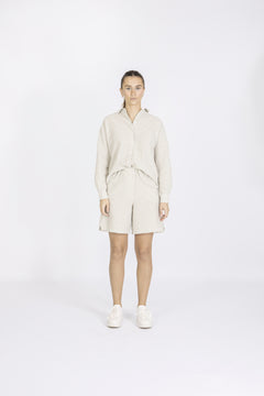 Vittoria Hw Wide Striped Shorts B - Snow White Grey Stripes