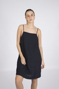 Linnie Short Linen Strap Dress B - Black