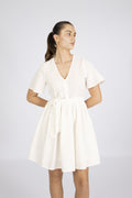 Beatrice Ss Short Broderi Dress B - Snow White