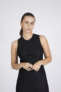 Bias Cut Linen Dress - Jet Black