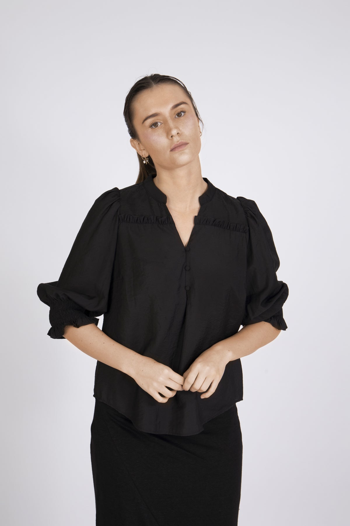 Callumcc Frill Ss Shirt - Black