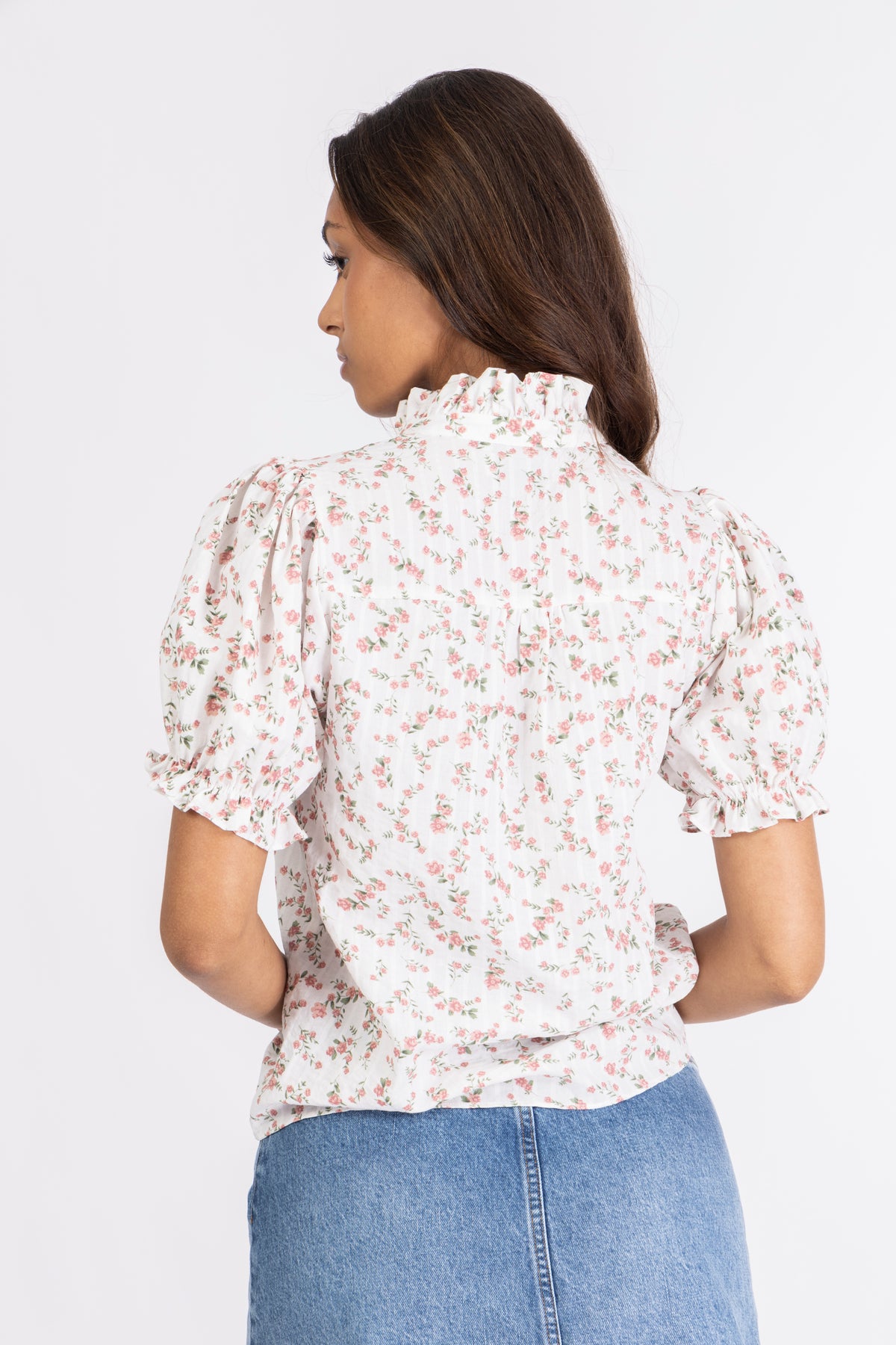 Signy Blouse - White Pink