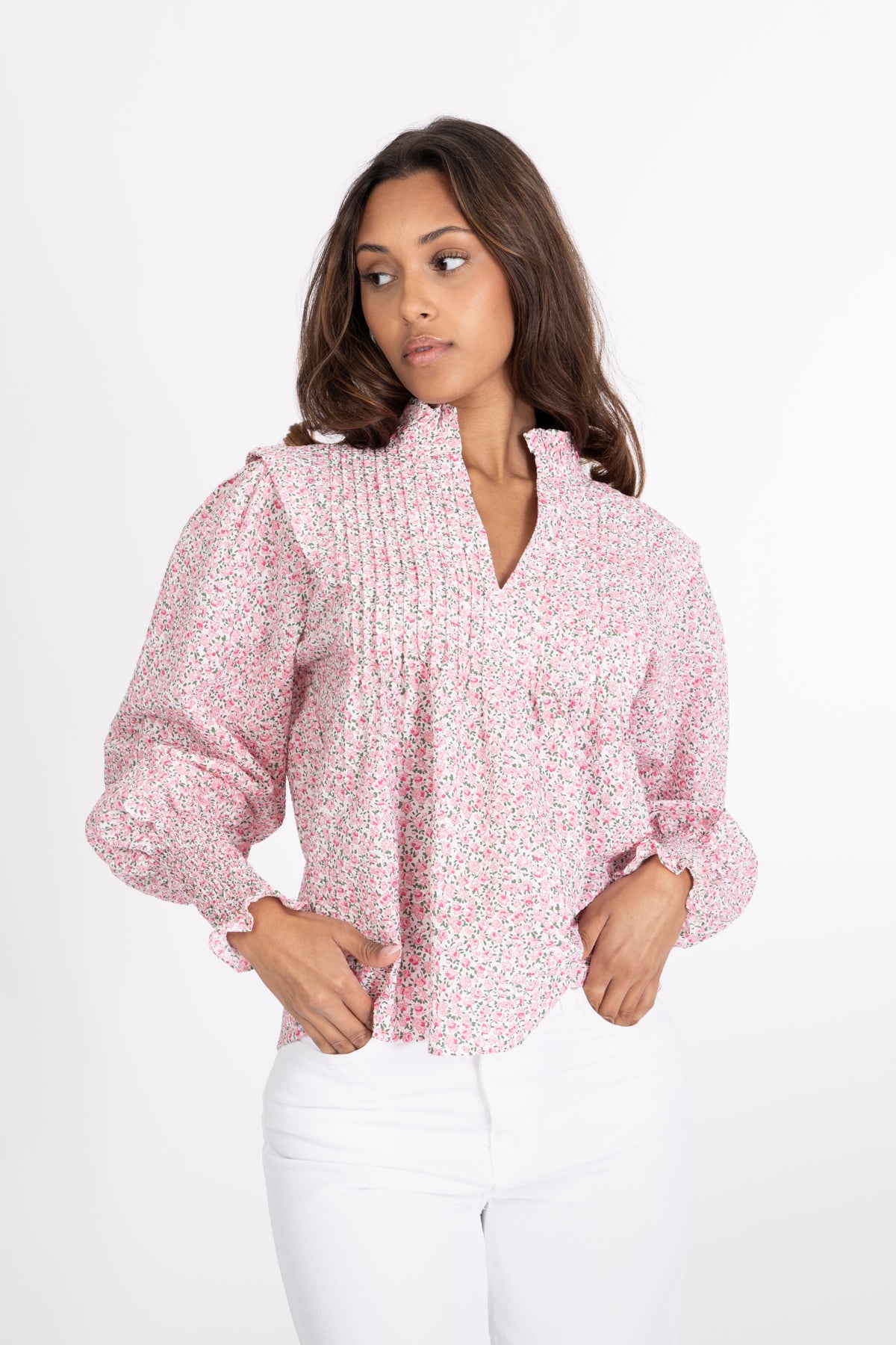 Emma Poplin Blouse - Pink