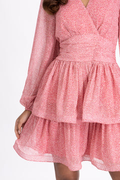 Jade Wave Print Dress - Golden Pink Coral