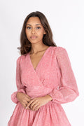 Jade Wave Print Dress - Golden Pink Coral