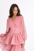 Jade Wave Print Dress - Golden Pink Coral