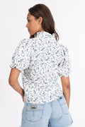 Signy Blouse - White Blue