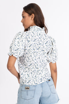 Signy Blouse - White Blue