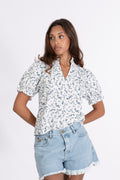 Signy Blouse - White Blue
