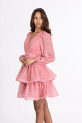 Jade Wave Print Dress - Golden Pink Coral