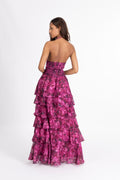 Inga Halter Maxi Dress - Fuchsia Flower