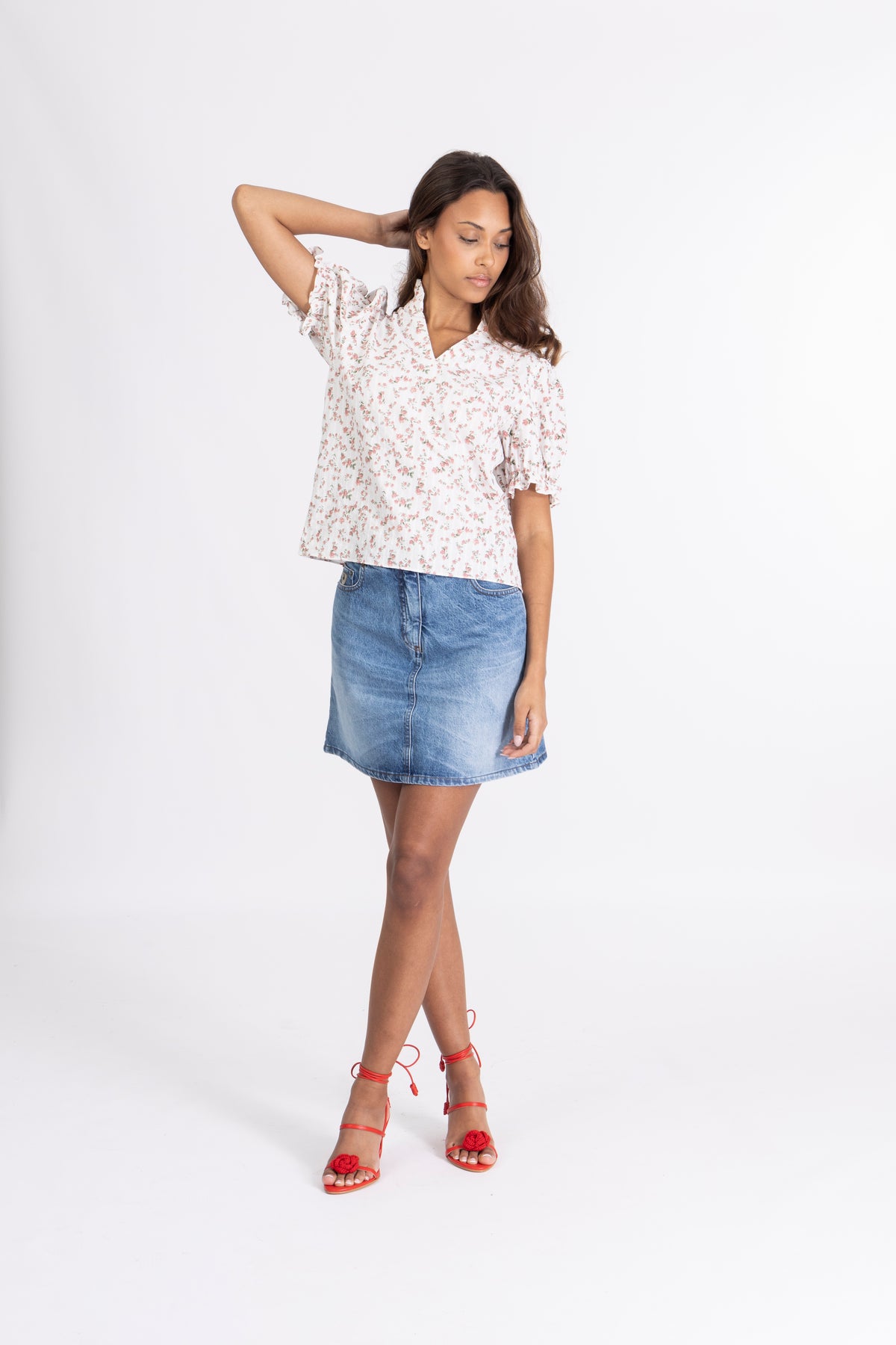 Signy Blouse - White Pink