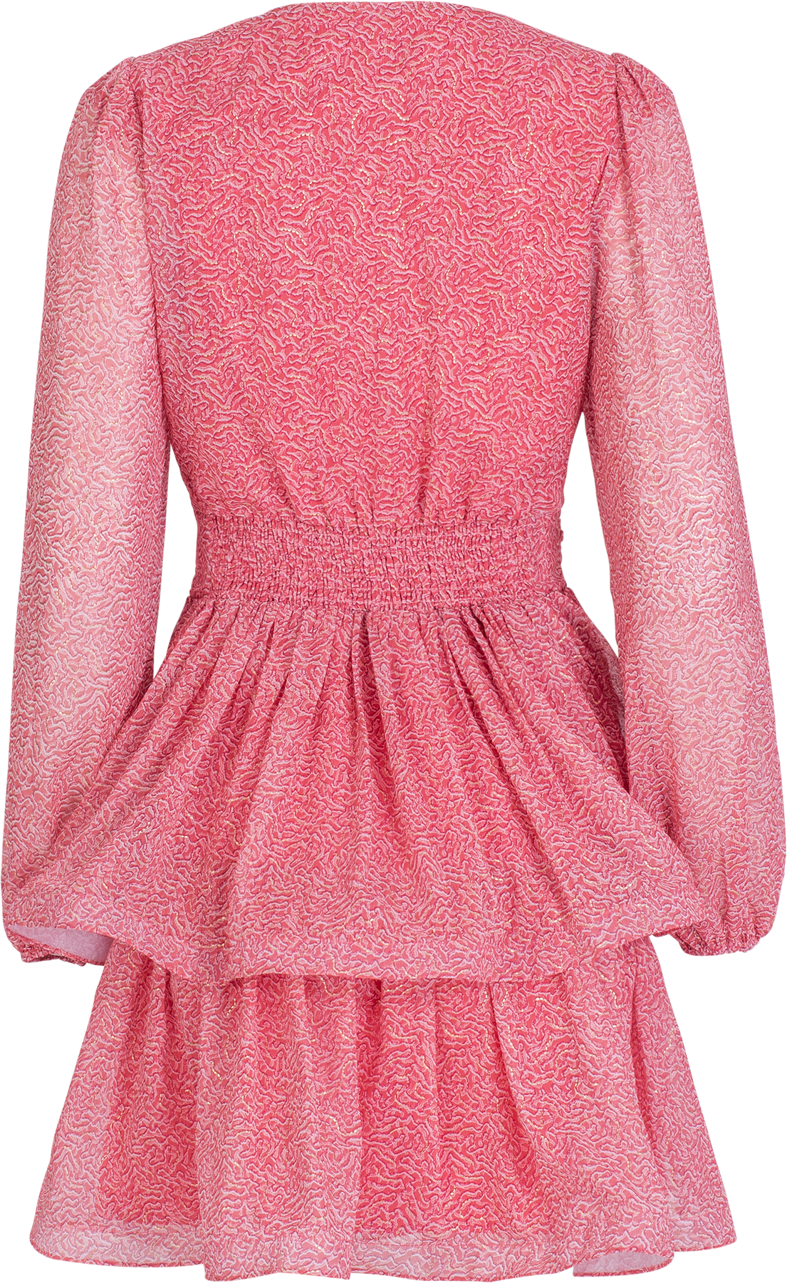 Jade Wave Print Dress - Golden Pink Coral