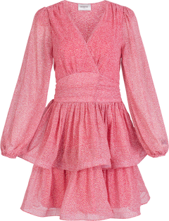 Jade Wave Print Dress - Golden Pink Coral