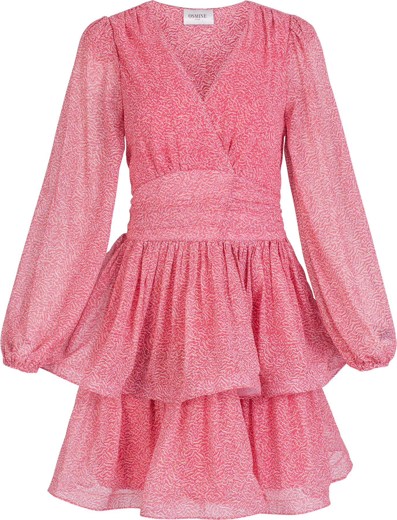 Jade Wave Print Dress - Golden Pink Coral