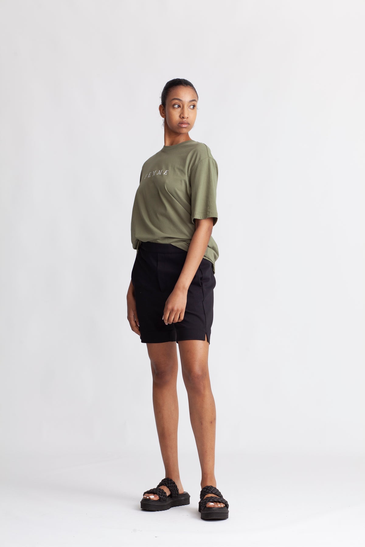 Vilja Ss Printed Tee - Olivine Bright White