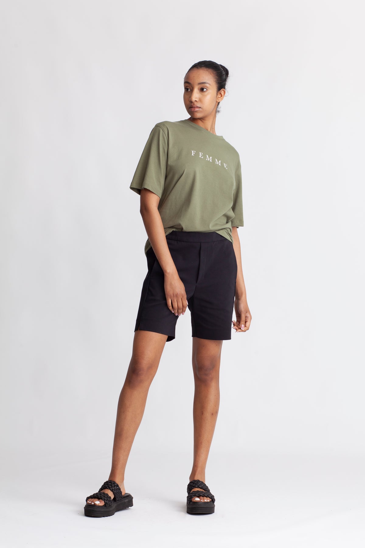 Vilja Ss Printed Tee - Olivine Bright White