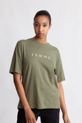 Vilja Ss Printed Tee - Olivine Bright White